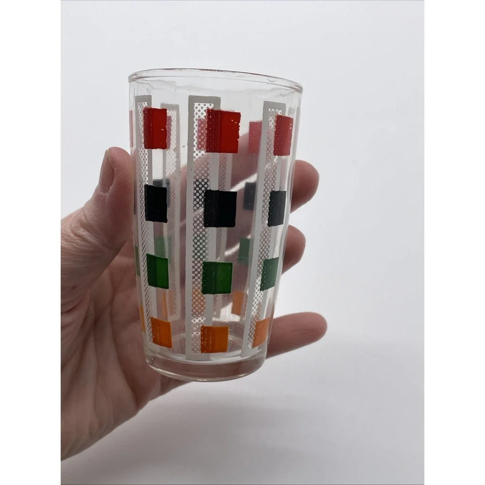 MCM Tumbler Glass 5 Oz‎ Geometric Shapes RETRO Mini